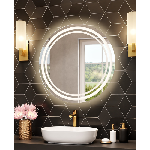 Oglindă de baie rotundă cu iluminare MAIA DUO LED
