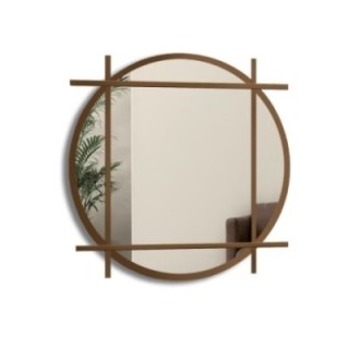 Oglindă rotundă de mansardă cu montanți din mdf - IZYD - culoare la alegere