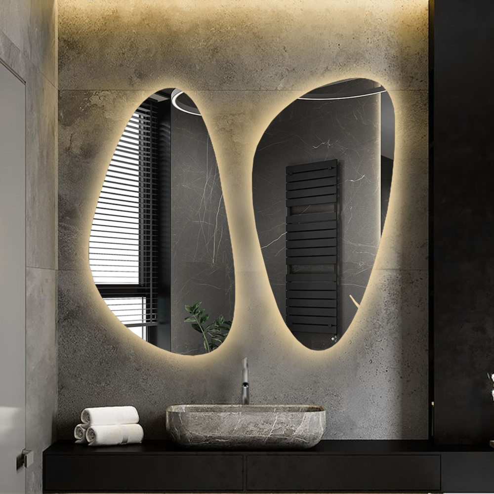 Set de două oglinzi de formă neregulată cu iluminare - SELENIT LED