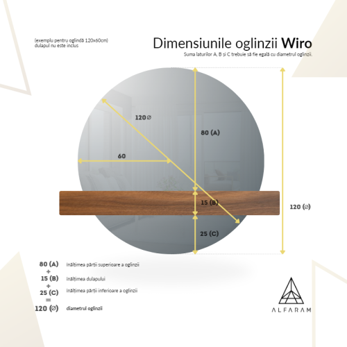 Oglindă de baie rotundă în două părți cu iluminare WIRO LED I