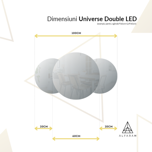 Set de oglinzi de baie cu iluminare - UNIVERSE DOUBLE LED