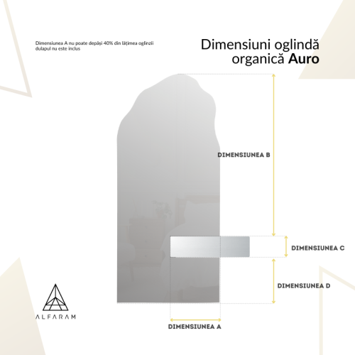 Oglindă de formă neregulată cu decupaj pentru dulap cu iluminare - AURO 1 LED