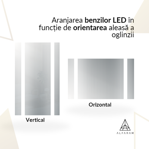Oglindă de baie dreptunghiulară cu iluminare - FLAWIA LED
