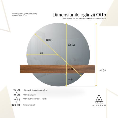 Oglindă rotundă în două părți într-o ramă - OTTO