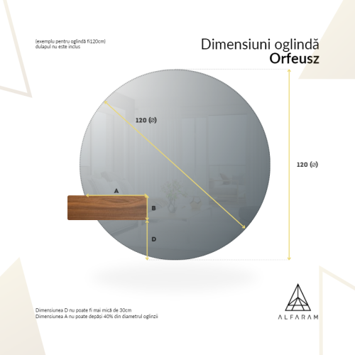 Oglindă rotundă cu led pe măsură cu decupaj pentru dulap în cadru mdf - ORFEUSZ LED