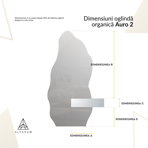 Oglindă de formă neregulată cu decupaj pentru dulap cu iluminare - AURO 2 LED