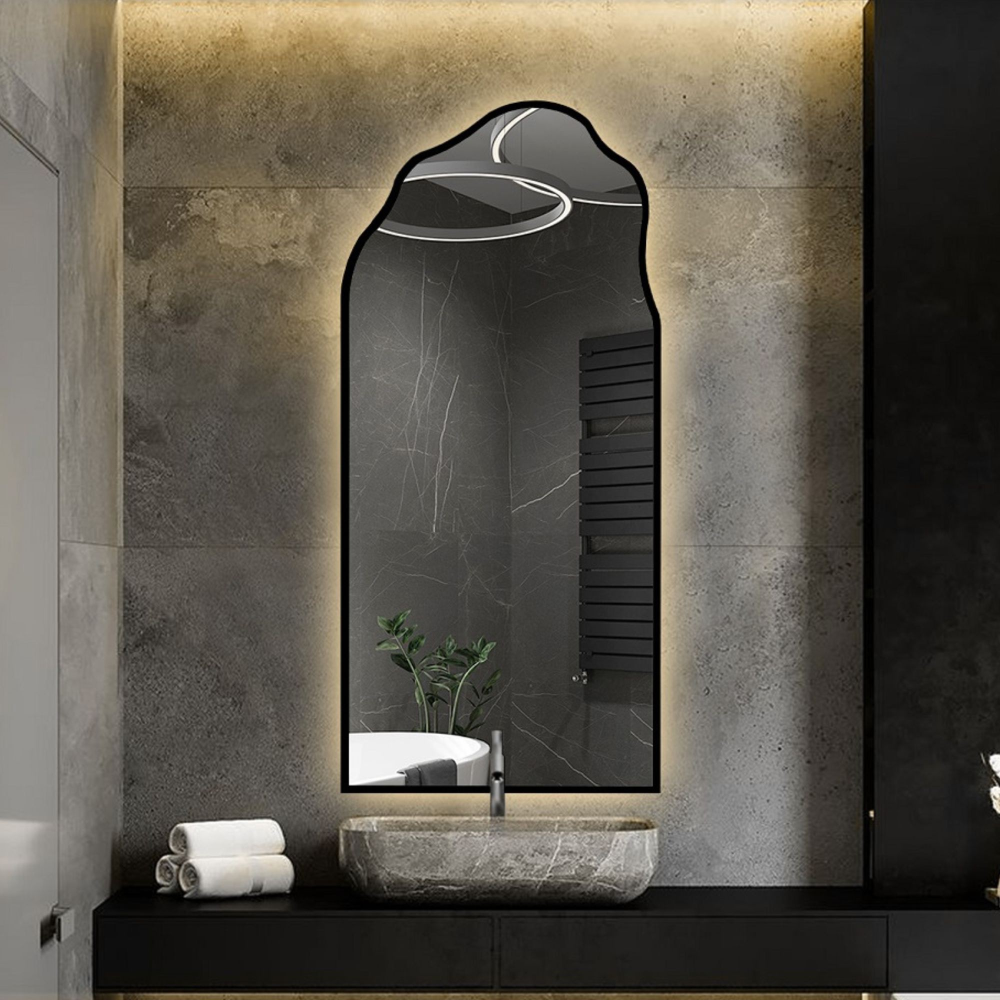 Oglindă semiovală cu formă organică în ramă cu iluminare - AURO ÎN CADRU LED 1