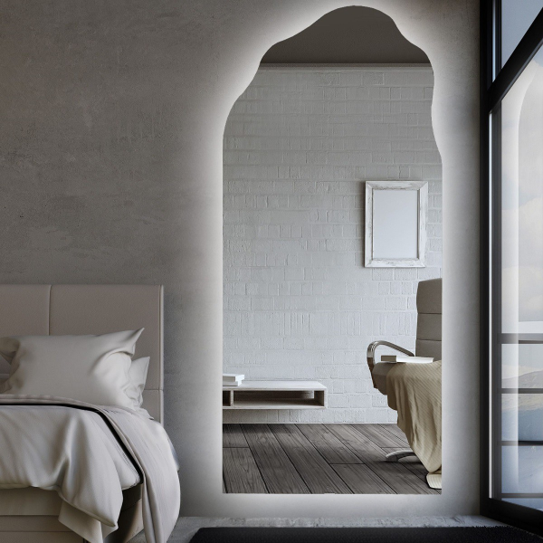 Oglindă semiovală cu formă organică și iluminare - AURO LED 1