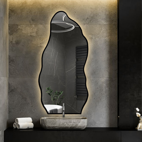 Oglindă în formă organică într-o ramă cu iluminare - AURO ÎN CADRU LED 2