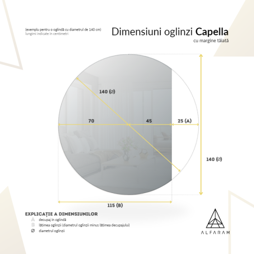 Oglindă rotundă pentru baie cu partea oblică și iluminare - CAPELLA LED LATURĂ TĂIATĂ