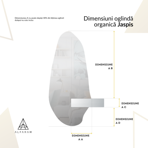 Oglindă de formă neregulată cu decupaj pentru dulap cu iluminare - JASPIS LED