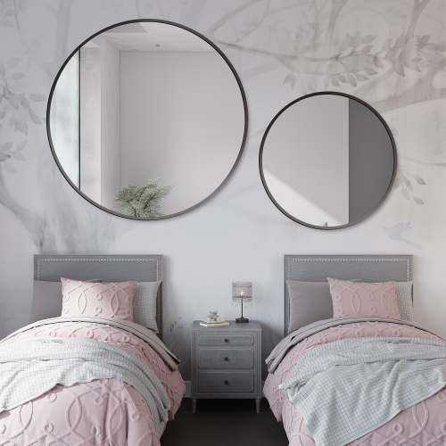 Set de oglinzi rotunde cu ramă neagră din MDF SLIM - OTYLIA SET - culoarea ramei la alegere