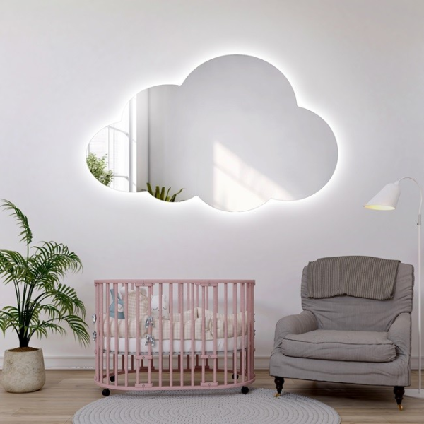 Oglindă pentru camera copiilor în formă de nor cu iluminare – CLOUD LED