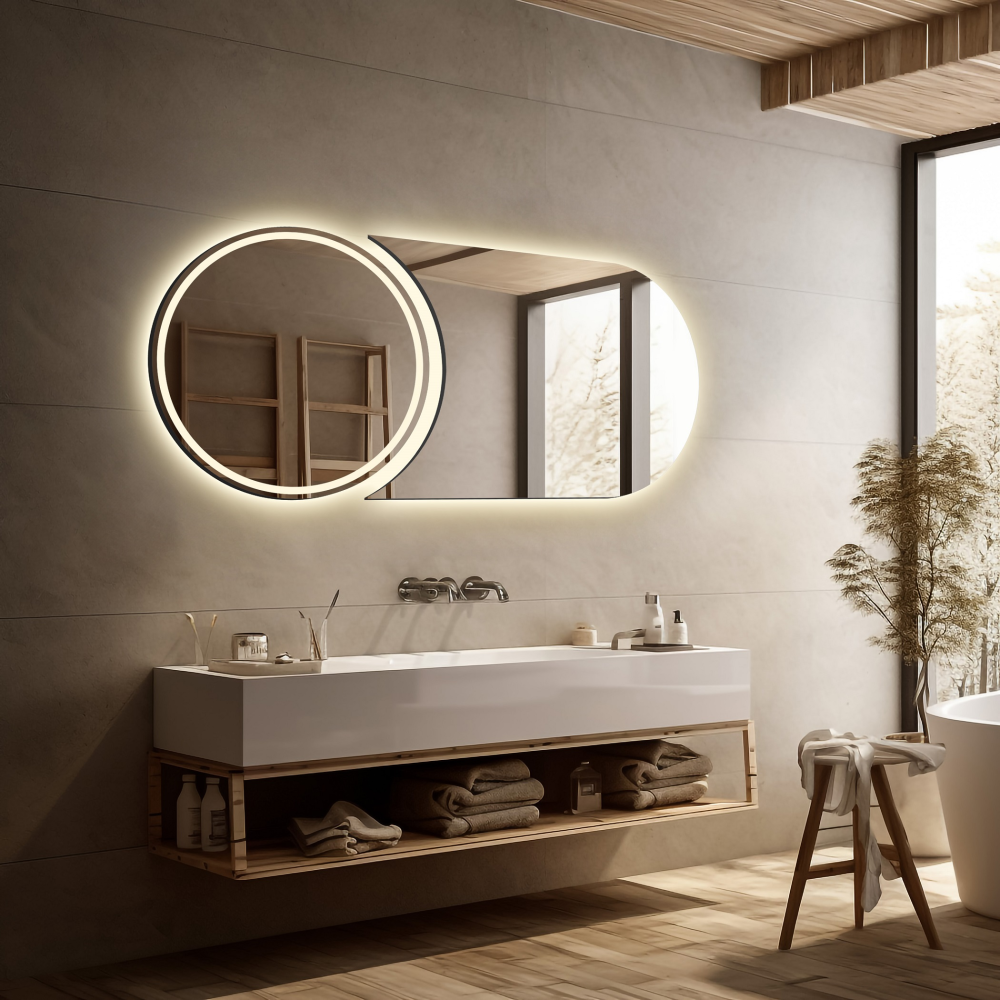 Oglindă de baie modernă în două părți cu iluminare - APOLLO LED II