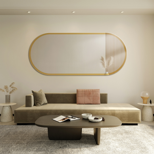 Oglindă ovală cu ramă aurie lucioasă - BONITA