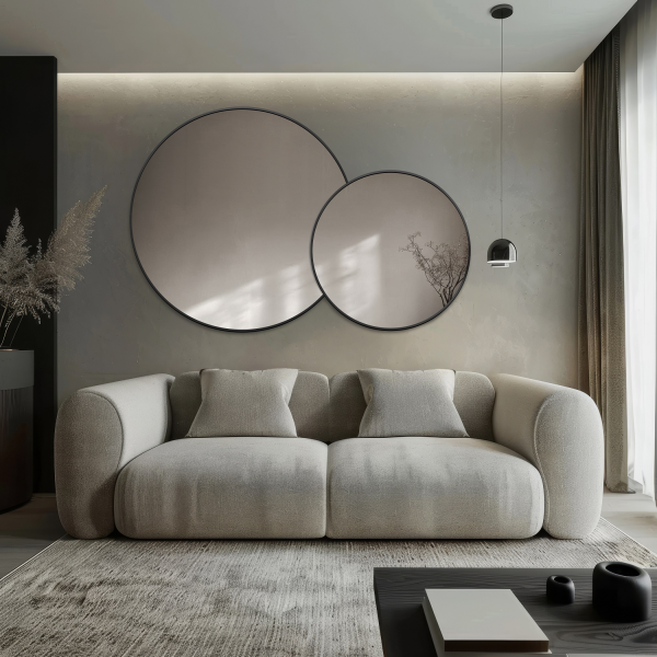 Oglindă rotundă cu ramă subțire din mdf - DOTTI