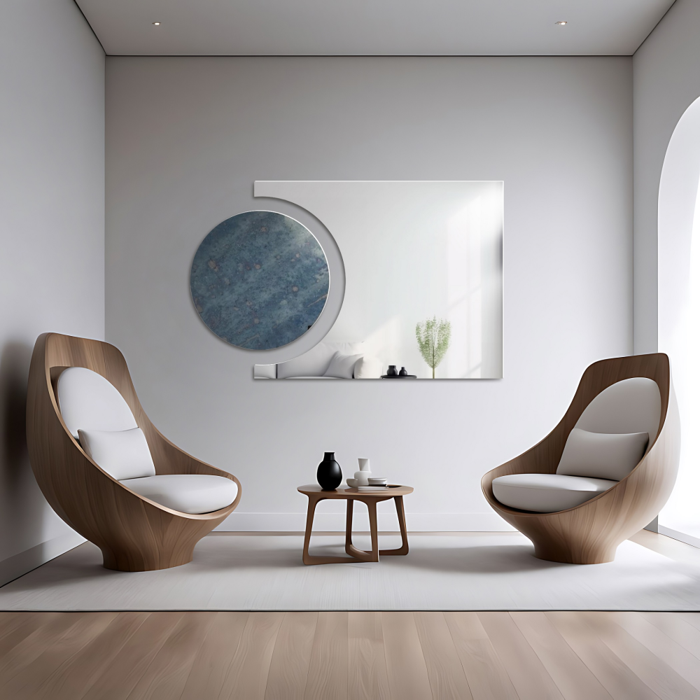 Set de oglinzi de baie cerc și panou decorativ cometă -KOSMIK II