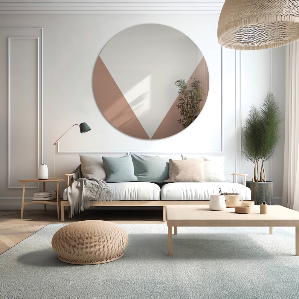 Oglindă decorativă rotundă cu panou din cupru auriu roz - LOLO Oglindă decorativă rotundă cu panou din cupru auriu roz - LOLO