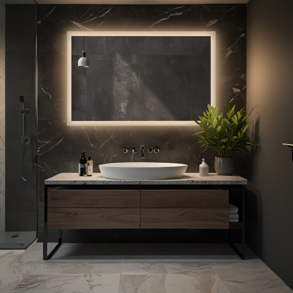 Oglindă dreptunghiulară cu iluminare - MOIRA LED