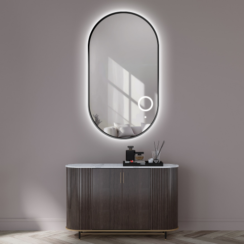 Oglindă ovală în ramă cu oglindă cu led zoom - OLI LED PREMIUM