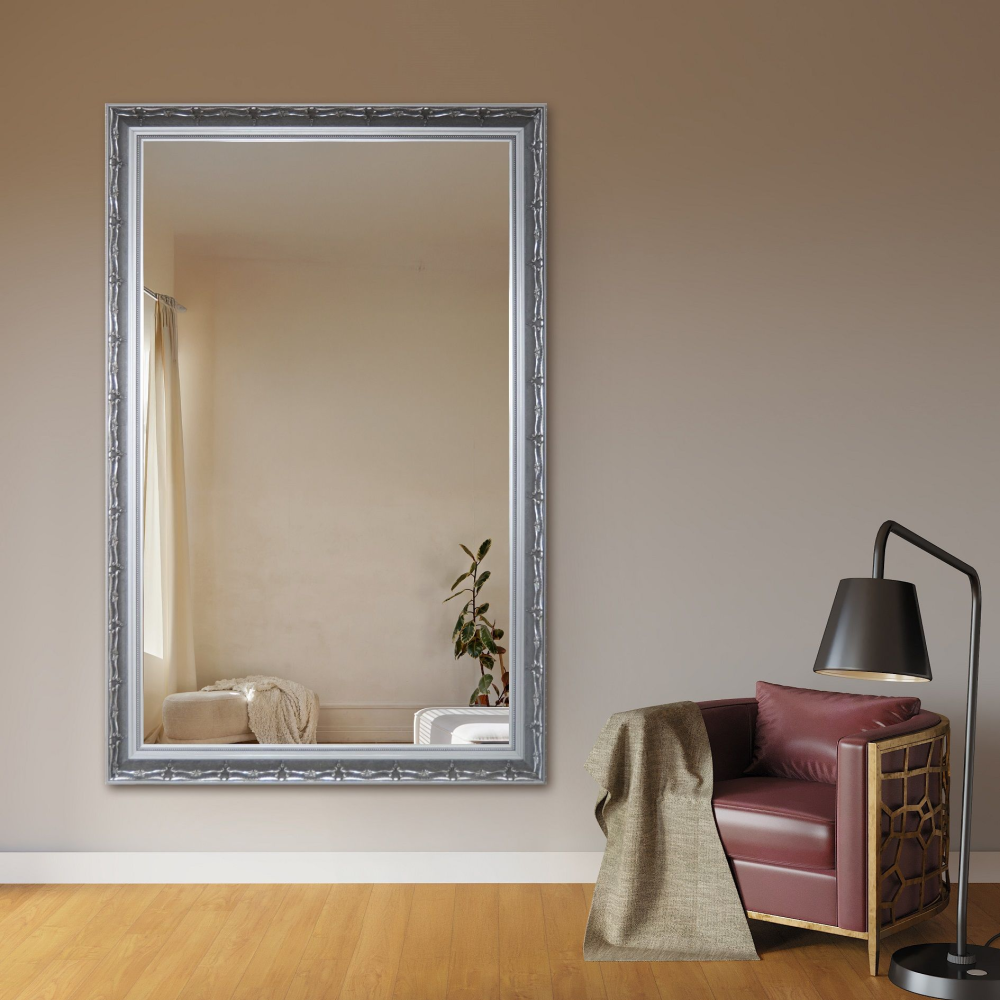 Oglindă în ramă argintie ornamentată - 8001001