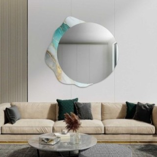 Oglindă rotundă pe marmură verde neregulată – MARBLE FERRO