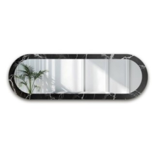 Oglindă ovală pe marmură negru-argintiu – MARBLE OVALIS