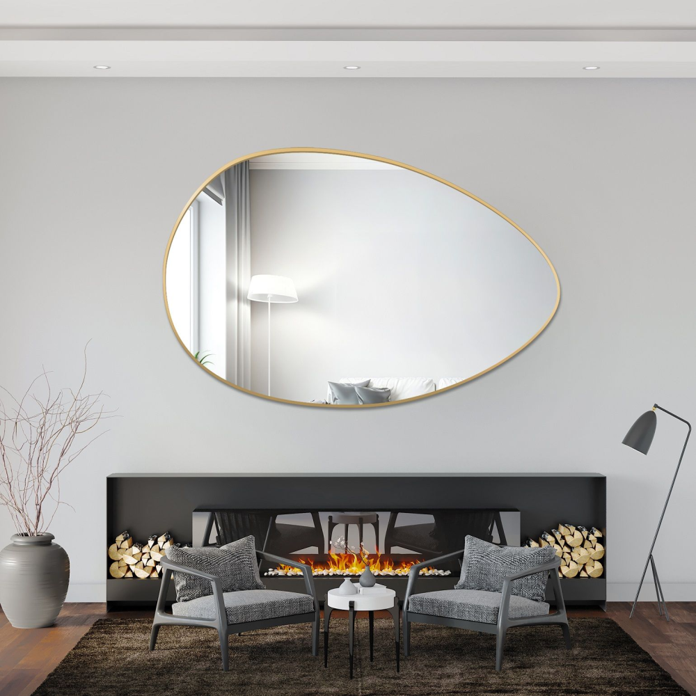 Oglindă organică cu ramă aurie din MDF SLIM- ZOE - culoarea ramei la alegere