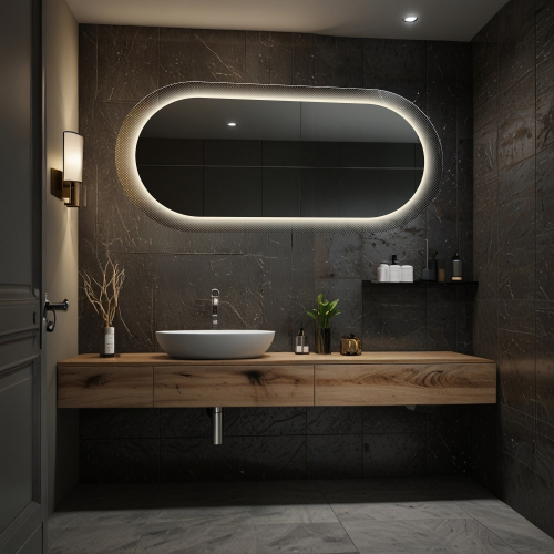 Oglindă ovală pe sticlă ornamentală Master Point cu iluminare - LUXORA ORNATE LED