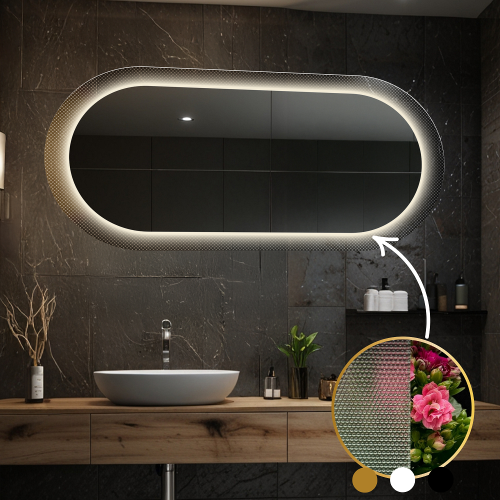 Oglindă ovală pe sticlă ornamentală Master Point cu iluminare - LUXORA ORNATE LED