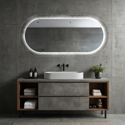 Oglindă ovală pe sticlă ornamentală Master Soft cu iluminare - LUXORA VESPER LED