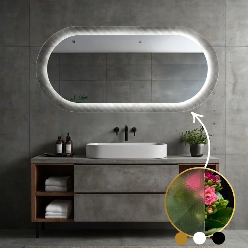 Oglindă ovală pe sticlă ornamentală Master Soft cu iluminare - LUXORA VESPER LED