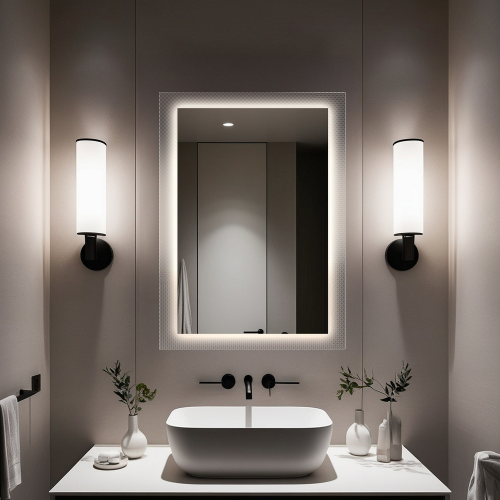 Oglindă dreptunghiulară pe sticlă ornamentală Master Point cu iluminare - LUXORA SOLEIL LED