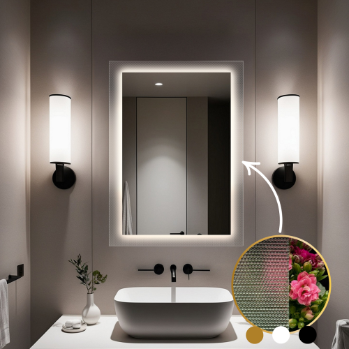 Oglindă dreptunghiulară pe sticlă ornamentală Master Point cu iluminare - LUXORA SOLEIL LED