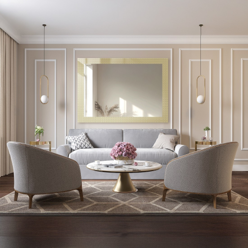 Oglindă decorativă dreptunghiulară pe sticlă ornamentală Master Flex - LUXORA ETERION