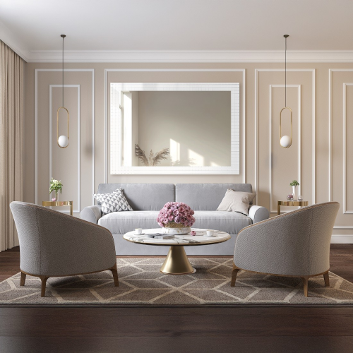 Oglindă decorativă dreptunghiulară pe sticlă ornamentală Master Flex - LUXORA ETERION