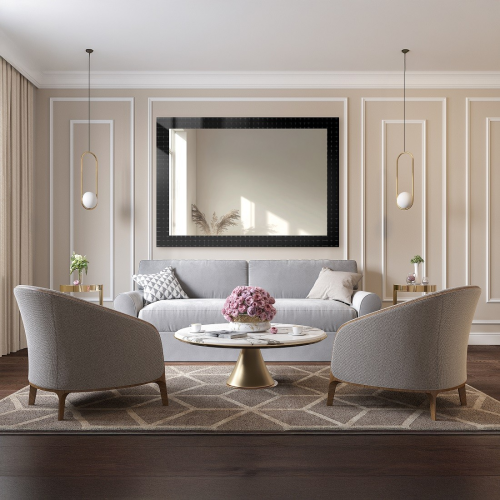 Oglindă decorativă dreptunghiulară pe sticlă ornamentală Master Flex - LUXORA ETERION