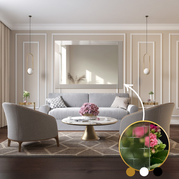 Oglindă decorativă dreptunghiulară pe sticlă ornamentală Master Flex - LUXORA ETERION