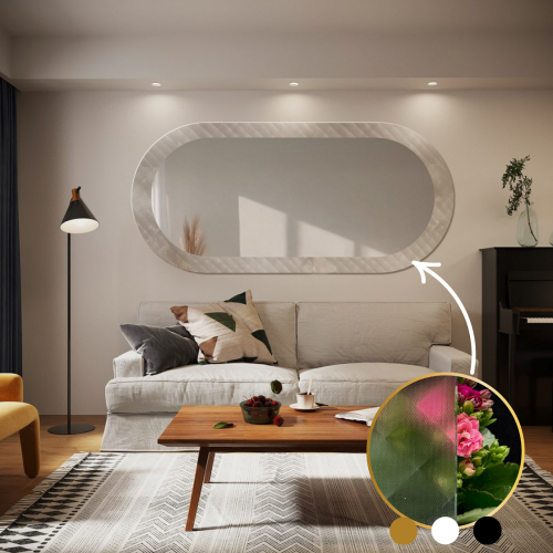 Oglindă decorativă ovală pe sticlă ornamentală Master Soft - LUXORA VESPER