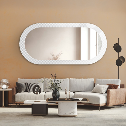 Oglindă decorativă ovală pe sticlă ornamentală Master Point - LUXORA ORNATE