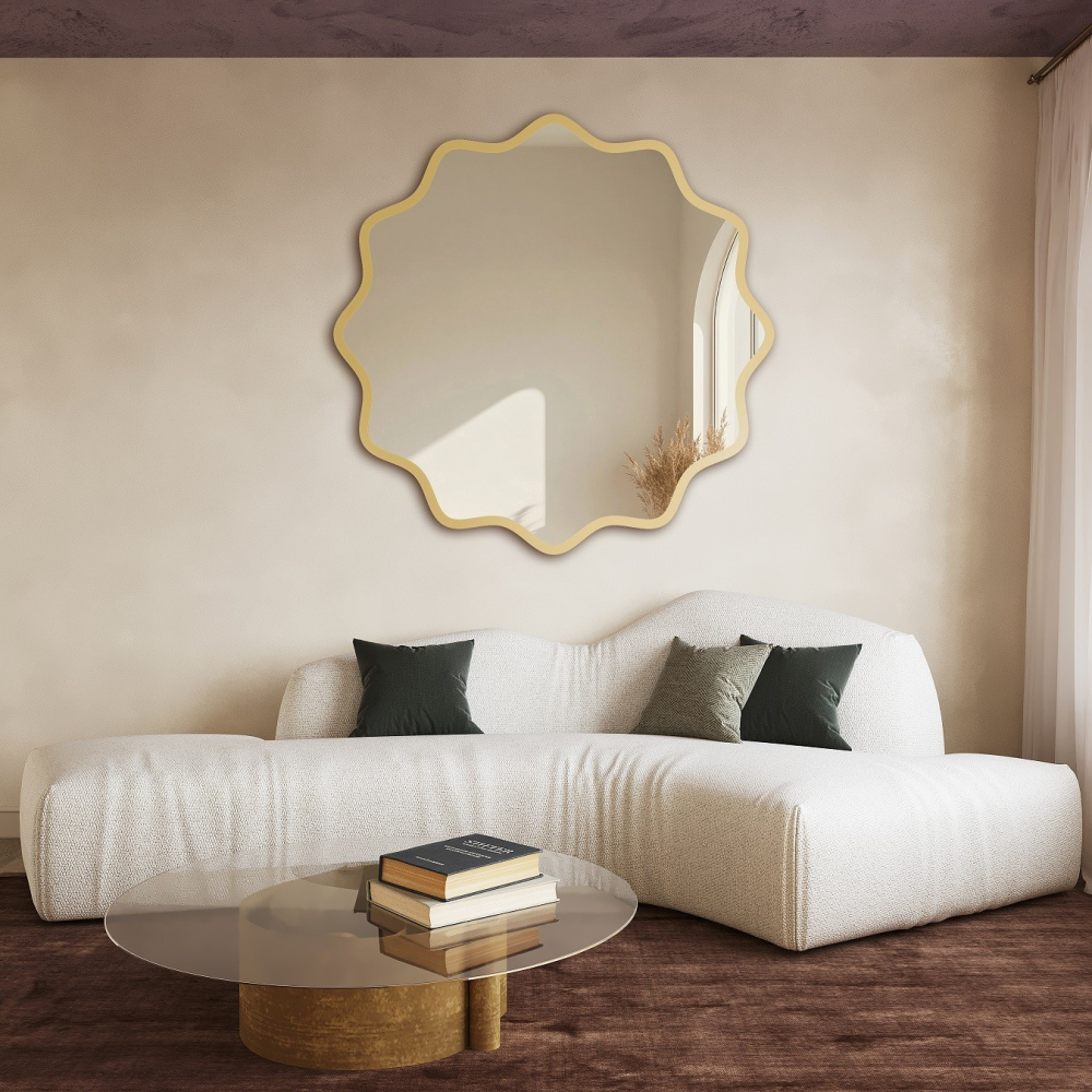 Oglindă rotundă în ramă MDF ondulată – AQUARELLE NAYA Oglindă rotundă în ramă MDF ondulată – AQUARELLE NAYA