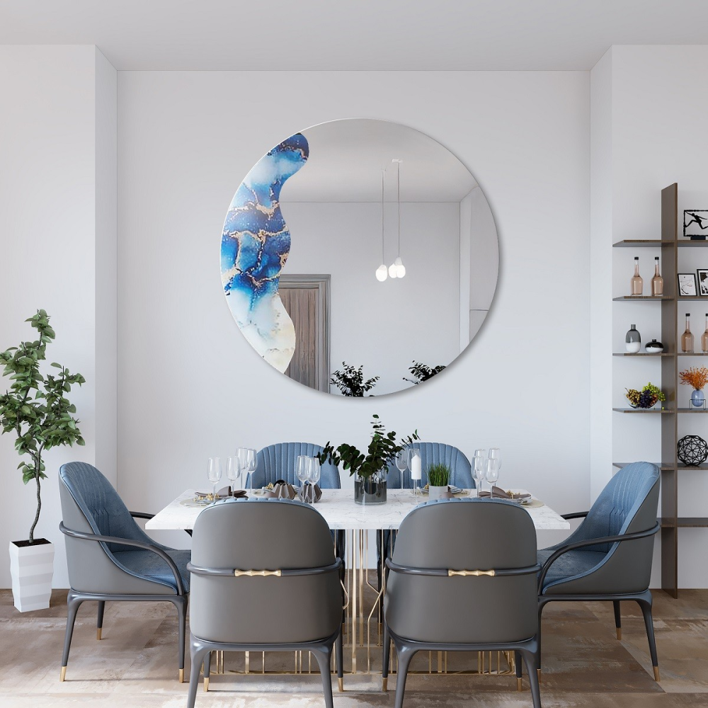 Oglindă neregulată pe marmură albastră rotundă – MARBLE BLUVERO Oglindă neregulată pe marmură albastră rotundă – MARBLE BLUVERO