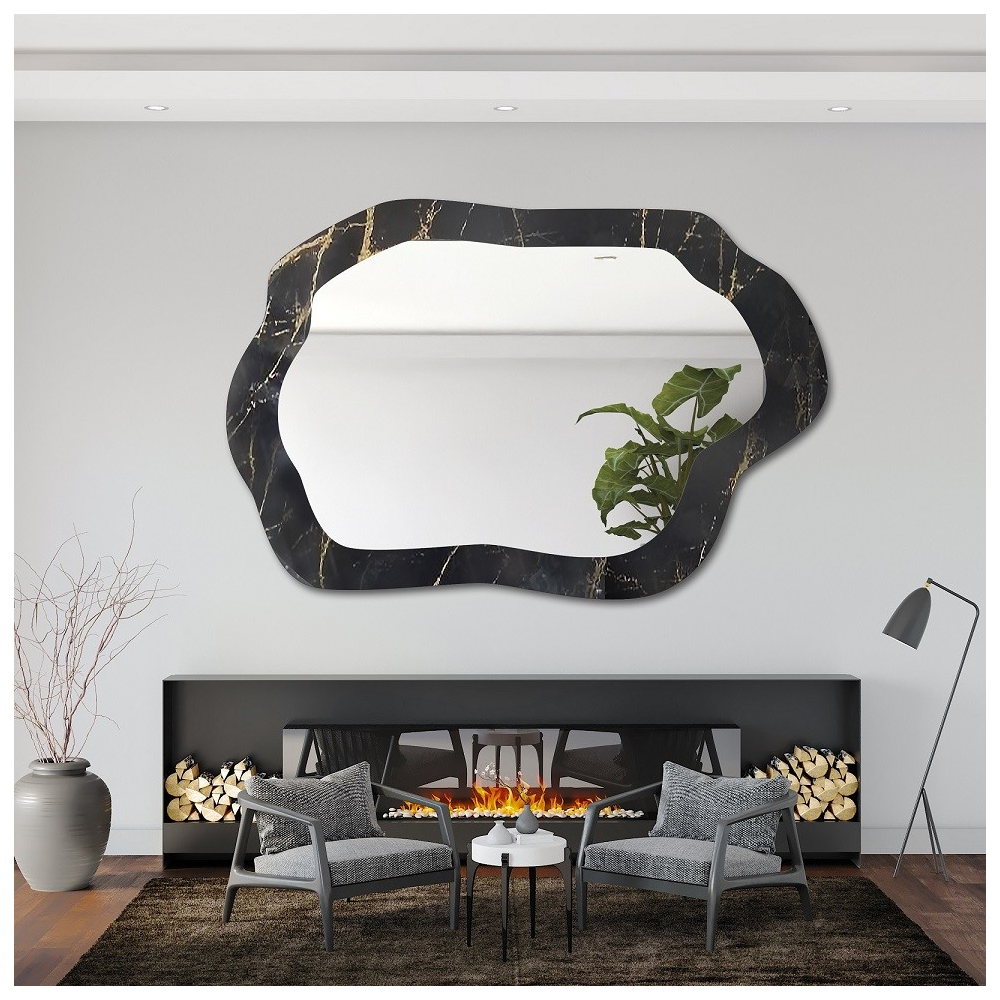 Oglindă neregulată pe marmură negru-auriu – MARBLE VERDI