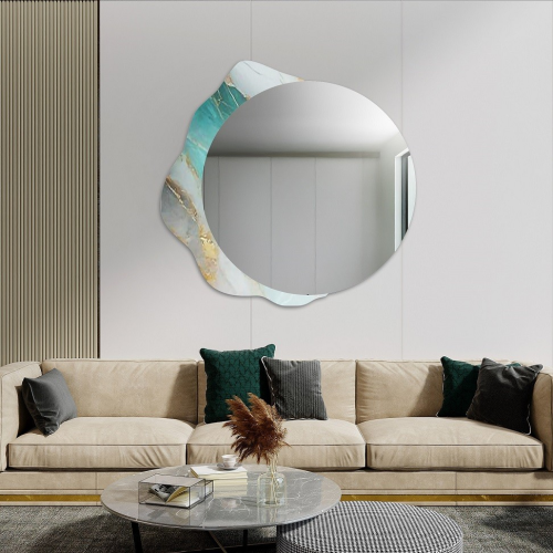 Oglindă rotundă pe marmură verde neregulată – MARBLE FERRO