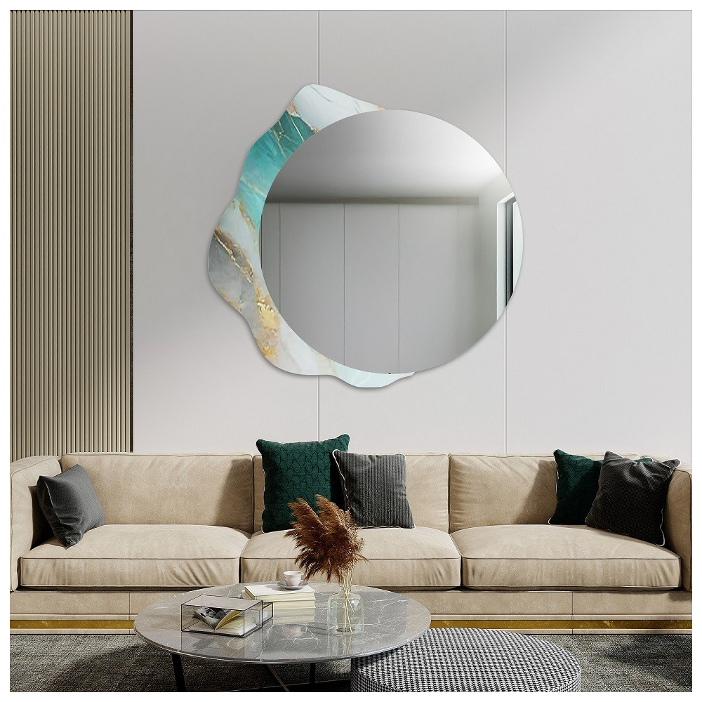 Oglindă rotundă pe marmură verde neregulată – MARBLE FERRO Oglindă rotundă pe marmură verde neregulată – MARBLE FERRO