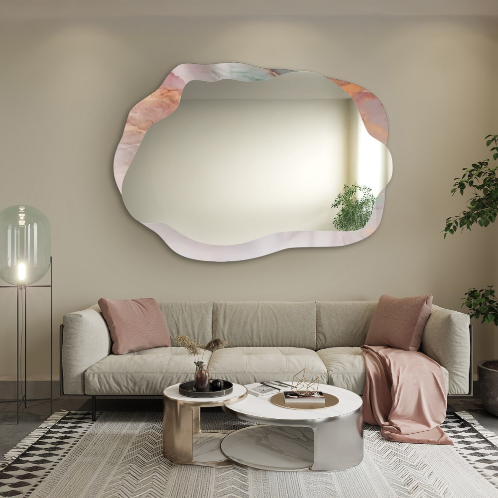 Oglindă neregulată pe marmură roz – MARBLE ROSATO Oglindă neregulată pe marmură roz – MARBLE ROSATO