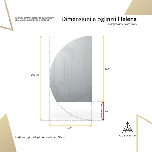 Oglindă de baie semicirculară cu marginea inferioară tăiată și iluminare LED – HELENA LED