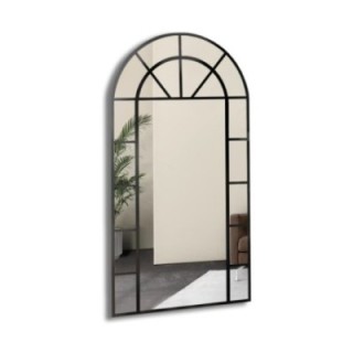 Oglindă semiovală cu bare muntin în ramă mdf loft - FEREASTRĂ II - culoarea ramei la alegere