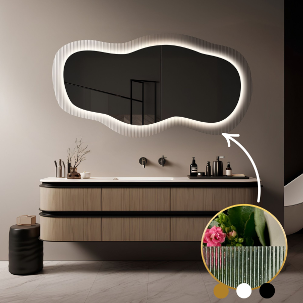 Oglindă pe sticlă ornamentală Estriado cu iluminare - LUXORA GLASORI LED