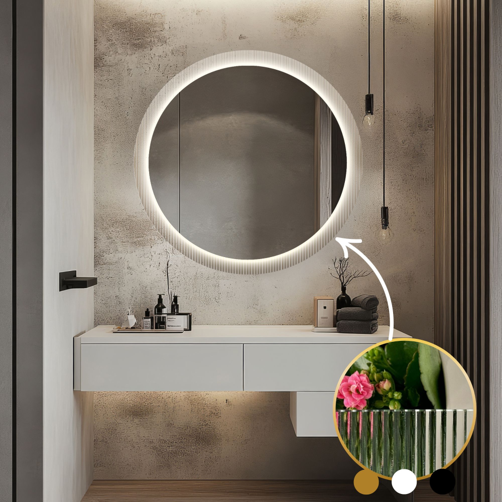 Oglindă rotundă pe sticlă ornamentală Visiosun Classic cu iluminare - LUXORA GLIMMER LED